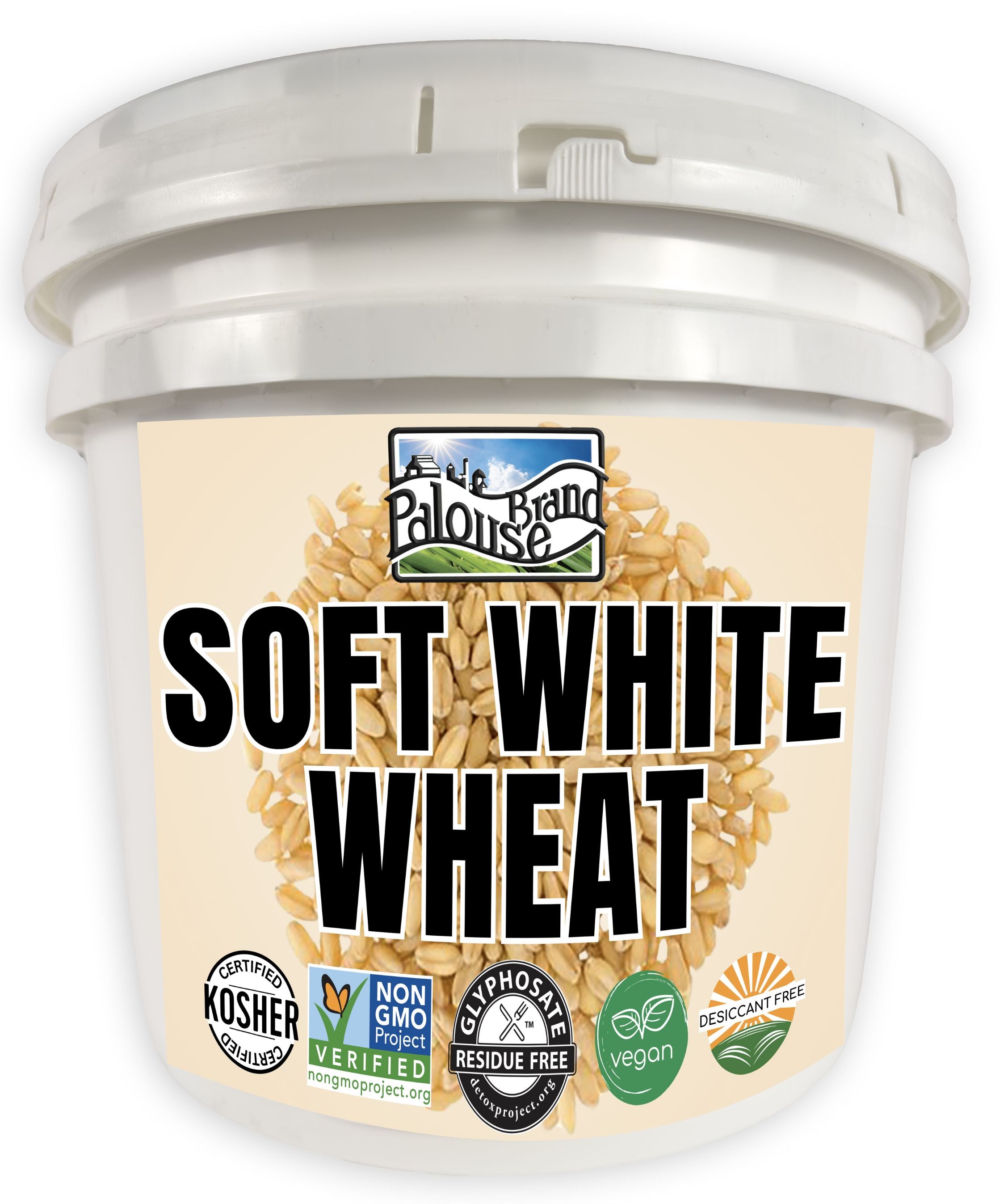Soft White Wheat Berries | 25 LB Bucket | Certified Glyphosate Residue Free